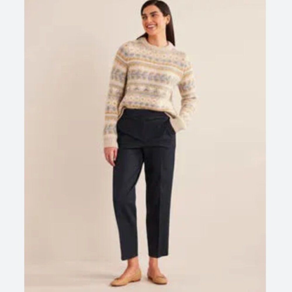 Boden Womens Trousers Pants Straight leg UK 12 US 8 R Navy Blue Bi-stretch NWT